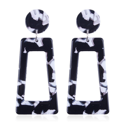 

Alloy Dangle Earrings with Resin Trapezoid Silver Plated Black 67x27mm