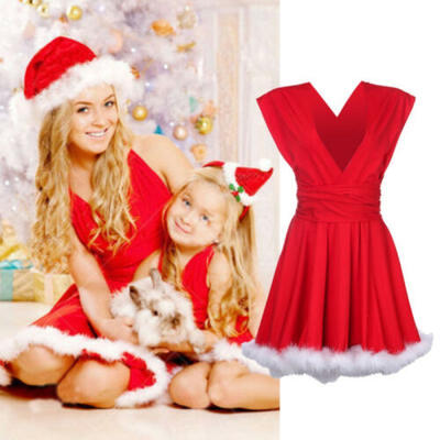 

Mother Daughter Matching Christmas Dress Mom Girl Dresses Family Clothes Outfit