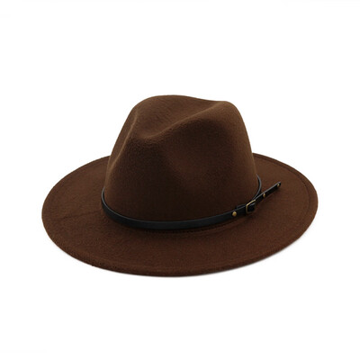 

Men Women Vintage Wide Brim Fedoras Hat Church Party Ladies Felt Jazz Cap