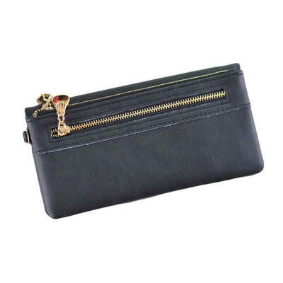 

Lady Simple Solid Color Matte Wallet Multi-slot Faux Leather Wristlet Long Purse