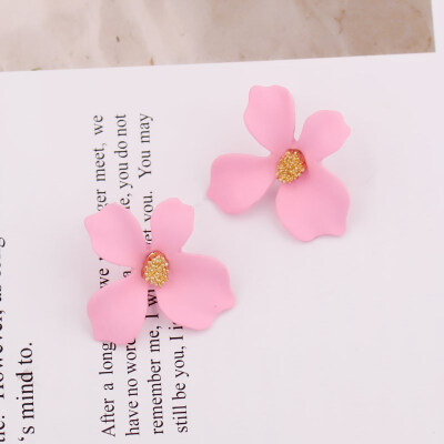 

2019 New Korean Style Spray Paint Big Flower Stud Earrings For Women Fashion Summer Elegant Sweet Jewelry Accessories Brincos