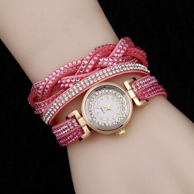 

Explosion models full diamond bracelet watch womens winding twist quartz watch