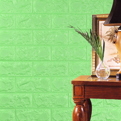 

Gobestart PE Foam 3D Wallpaper DIY Wall Stickers Wall Decor Embossed Brick Stone Green