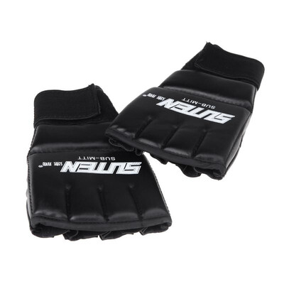 

PU Leather Half Mitts Mitten MMA Muay Thai Training Punching Sparring Boxing Gloves White
