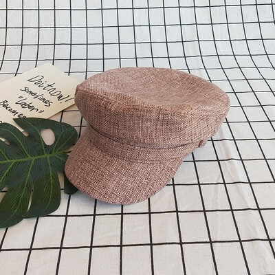 

Hat Female Korean version Chao Bai Da Ha Hat Horizon fashion Newsboy Hat FLAT TOP NAVY HAT summer thin net red octagonal hat