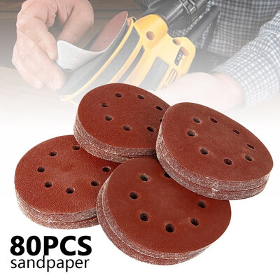 

80PCS Sanding Discs 406080120 Assorted Grits Sandpaper Hook&Loop 8 Holes 125mm5 Inch Discs Pads for Random Orbital Sander