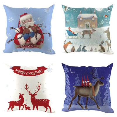 

Tailored 4Pcs Christmas Pillow Cover Pillowcases Decorative Sofa Cushion Cover Decoration