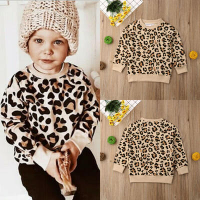 

Toddler Kids Baby Girl Boy Leopard Print Top T-shirt Sweatshirts Cotton Clothes