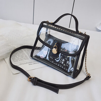 

New small bag handbags new 2019 fashion wild Korean version of the shoulder slung portable transparent chain son package