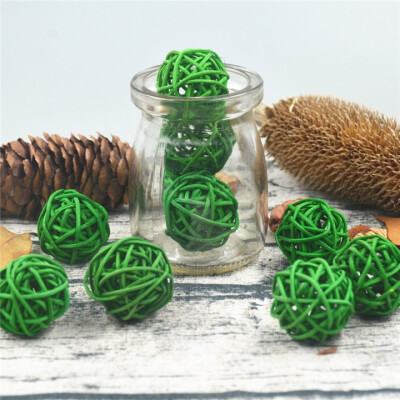 

10Pcslot 3cm Artificial Straw Ball For Birthday Party Wedding Decoration Rattan ball Christmas Decor Home Ornament Supplies