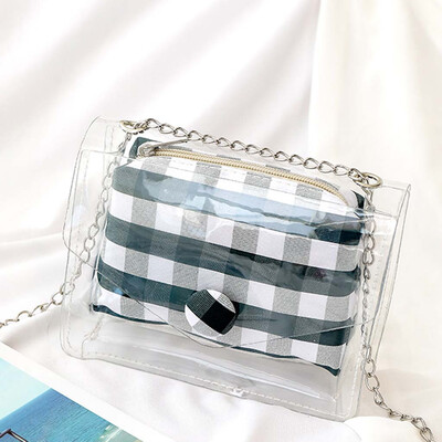 

Tailored Womens Fashion Shoulder Bag Solid Color Diagonal Bag Transparent Shoulder Bag