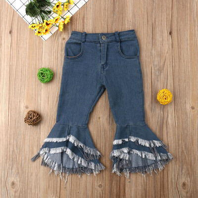 

Toddler Kids Baby Girls Long Jeans Pants Girl Denim Flare Trousers Bottoms 2-7Y