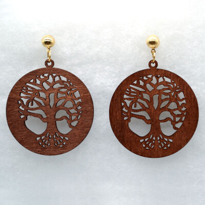 

Fashion 1 pair personality jewelry tree of Life New design Big handmade Natural african red wood tree earrings jewelry