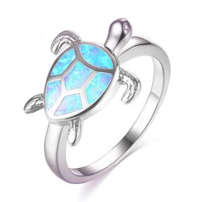 

Vintage Unique Turtle Blue Animal Filled Cocktail Cute Ring Rings For Women Wedding Band Fashion Jewelry