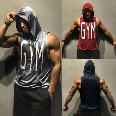 

Gym Hot Men Clothing Hoodie Stringer Bodybuilding Tank Top hooded Muscle Shirt