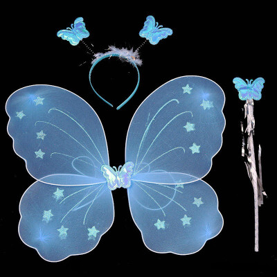 

3Pcsset Cosplay Costume Lovely Clothing Princess Kids Girl Butterfly Wing Wand Headband Fairy Christmas Party Dress