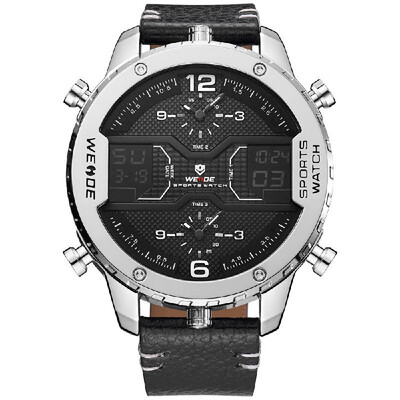 

WEIDE WH6401 Dual Display Two Movement Quartz Digital Men Watch Luminous Sports 3ATM Waterproof 53mm Big Dial Large Face Week Date