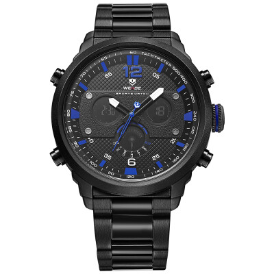 

WEIDE WH6303 Quartz Digital Electronic Watch Three Sub-Dials Dual Time Week Time Display 3ATM Waterproof Timer Business Men Fashio