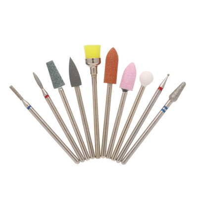 

10pcs Nail Drill Bits Cuticle Cleaner Dust Drill Brush Rotary Polishing File Grinding Heads Manicure Pedicure Tools