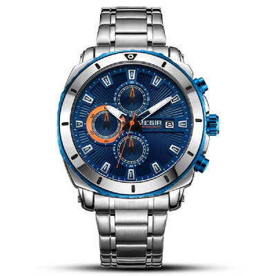 

Cross-border new products Megger megir mens watch business sports multi-function steel belt watch quartz watch 2075 Brown steel s
