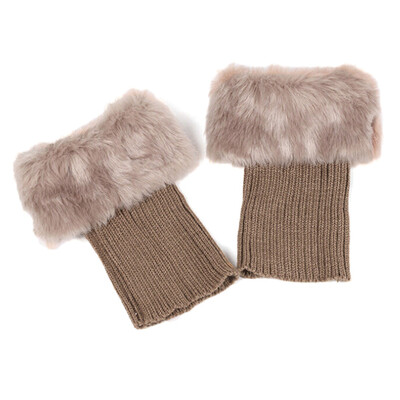 

Womens Winter Warm Crochet Knit Fur Trim Leg Warmers Cuffs Toppers Boot Socks