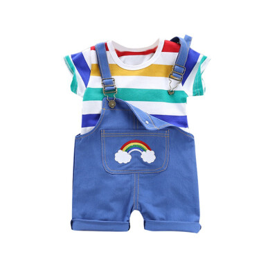 

Baby Boys Girls Casual Clothes Sets Summer Newborn Infant Boy Clothes Tops T-shirtSuspender Pants 2Pcs Kids Girls Outfits