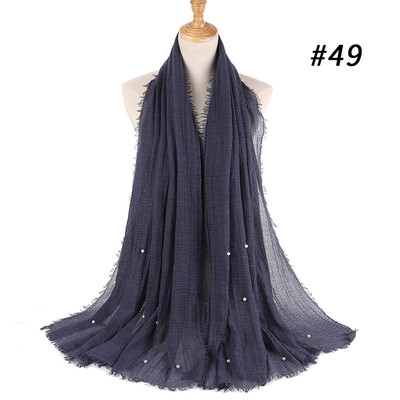 

Cotton&linen crumpled monochrome womens scarf hot two-headed pearl accessories headscarf girls