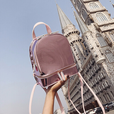 

Fashion Silver Hologram Laser Backpack Women Mini Backpacks for Teenage Girls PU Leather Small Back Pack Woman Bagpack Female