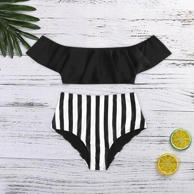 

Roseonmyhand Women Bikini Set Rainbow Print Padded Swimwear Bathing Swimsuit Beachwear