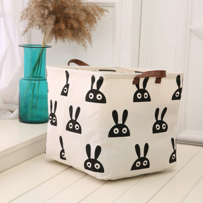 

Gobestart Cotton Linen Waterproof PE Coating Storage Basket Sundries Storage Box