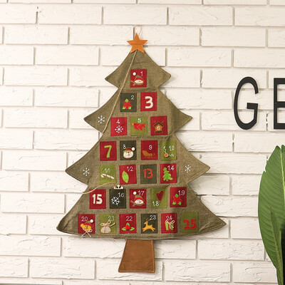 

New Hot Christmas Advent Calendar Christmas Tree Shape Hanging Christmas Calendar Door Wall Window Decor Xmas Gift Party Supply
