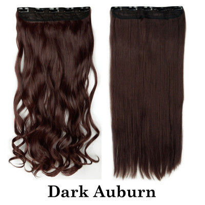 

Synthetic Fiber Clips in on Hair Extension 34 Full Head One Piece 5 Clips Long Silky Straight Curly Wavy