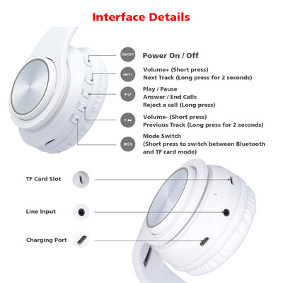 

GS-L3 Wireless Bluetooth Headphone Foldable Over Ear Headset 35mm Wired Earphone LED Breathing Light Support TF Card Music Play H