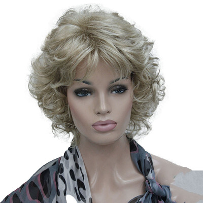 

StrongBeauty Short Full Curly Synthetic Hair Wig For Women Platinum Blonde Color