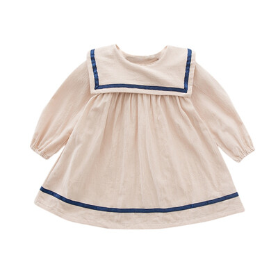 

hilittlekids Spring Autumn Casual Fashion Baby Girl Solid Color Long Sleeve Princess Dress Kids Clothing
