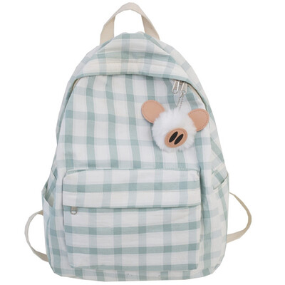 

Insfeng Korean version schoolbag girls junior high school students checkered shoulder bag Japanese lovely Sen girls campus Backpac