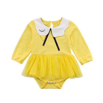 

Newborn Infant Kids Baby Girls Lace Dress Romper Swan Collar Bodysuit Outfits Jumpsuit