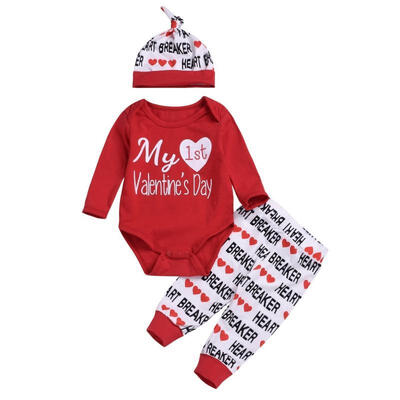 

Valentine&39s Day Newborn Infant Baby Grils Boys Long Sleeve Romper Jumpsuit Top Long Pants Trousers Hat Outfits Set