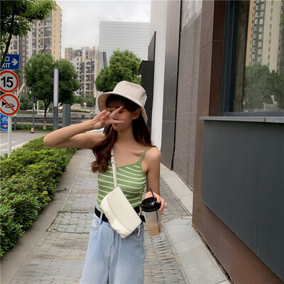 

crop top women Summer Fashion Concise Sweet All-match Sexy Striped Sleeveless Slim Fit Camisoles
