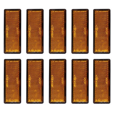 

10Pcs Rectangular Adhesive Rear Reflector for Trailer RV Truck Train Yacht