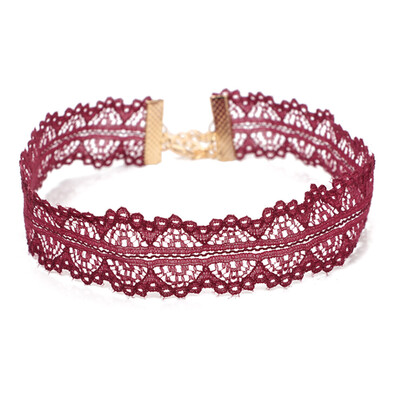 

Simple Style Rose Red Lace Chain Hollow Flower Chokers Necklaces for Women Fashion Collar Necklaces for Girls Jewelry Wholesale