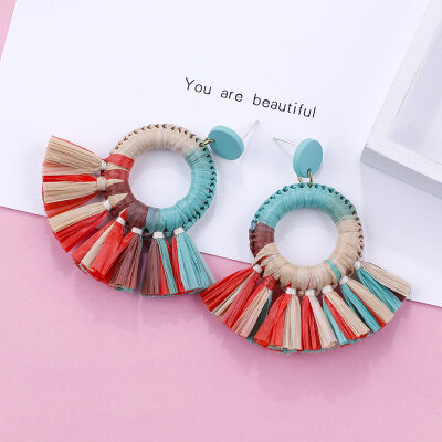 

Flashbuy Handmade Rattan Geometric Dangle Earrings For Women Rafite Earrings Exaggeration Simple Trend Fashion Jewelry Earrings