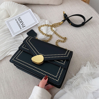 

Advanced sense of foreign style womens bag chic texture lock chain bag new 2019 retro small square bag shoulder Messenger bag