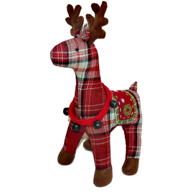

Tailored Christmas Red Scotland Plaid Deer Elk Stuffed Toys Plush Toy Doll Christmas Gift