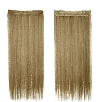 

Synthetic Fiber Clips in on Hair Extension 34 Full Head One Piece 5 Clips Long Silky Straight Curly Wavy
