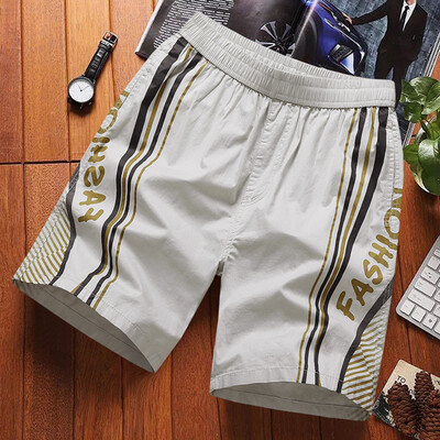 

Gobestart Fashion Mens Stripe Zip Pocket Elastic Cord Casual Cotton Sports Shorts Beach Pants