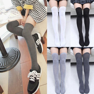 

Women Knit Cotton Over The Knee Long Socks Striped Thigh High Stocking Socks New