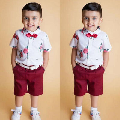

Toddler Kids Baby Boy Gentleman Clothes Shirt Tops Shorts Pants Formal Outfit US