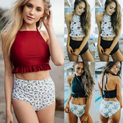 

Women High Waisted Bikini Set Push Up Padded Swimsuit Beachwear Swimwear Bathing
