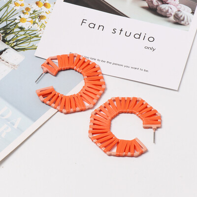 

INS Colorful Big Statement Earrings Women Bohemian Handmade Woven Drop Dangle Earrings Girls Wedding Party Jewelry